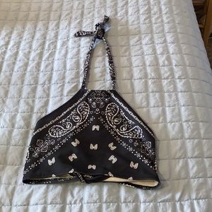 Bandana halter top dark blue size small